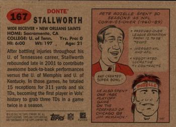 2002 Topps Heritage #167 Donte' Stallworth Back