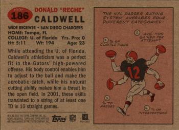 2002 Topps Heritage #186 Reche Caldwell Back