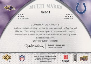 2008 SP Rookie Threads - Multi Marks Dual #MMD-34 Ray Rice / Mike Hart Back