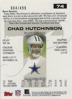 2002 Topps Pristine #74 Chad Hutchinson Back