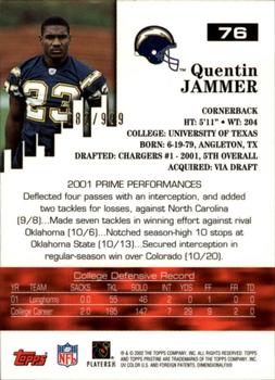 2002 Topps Pristine #76 Quentin Jammer Back