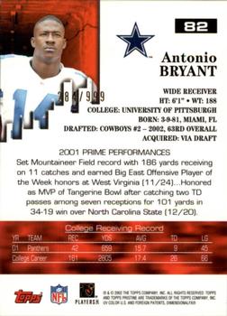 2002 Topps Pristine #82 Antonio Bryant Back