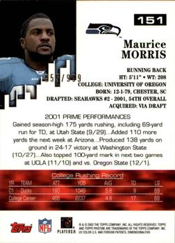 2002 Topps Pristine #151 Maurice Morris Back