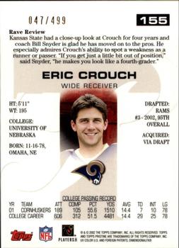 2002 Topps Pristine #155 Eric Crouch Back