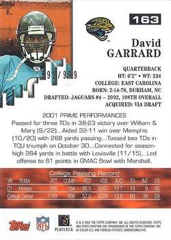 2002 Topps Pristine #163 David Garrard Back