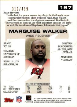 2002 Topps Pristine #167 Marquise Walker Back
