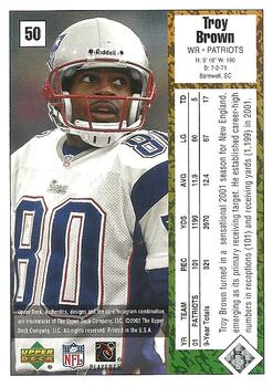 2002 UD Authentics #50 Troy Brown Back