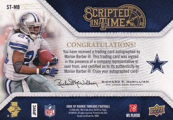2008 SP Rookie Threads - Scripted in Time #ST-MB Marion Barber Back