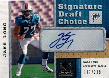 2008 SP Rookie Threads - Signature Draft Choice #SDC-JL Jake Long Front