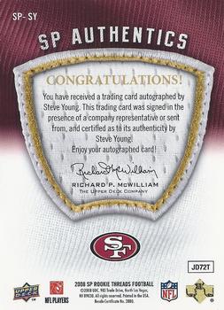 2008 SP Rookie Threads - SP Authentics #SP-SY Steve Young Back