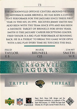 2002 Upper Deck Honor Roll #73 Fred Taylor / Mark Brunell / Jimmy Smith Back