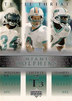 2002 Upper Deck Honor Roll #75 Ricky Williams / Jay Fiedler / Chris Chambers Front