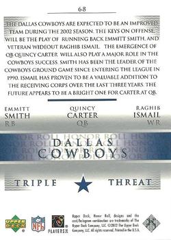 2002 Upper Deck Honor Roll #68 Emmitt Smith / Quincy Carter / Raghib Ismail Back