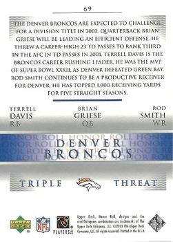 2002 Upper Deck Honor Roll #69 Terrell Davis / Brian Griese / Rod Smith Back
