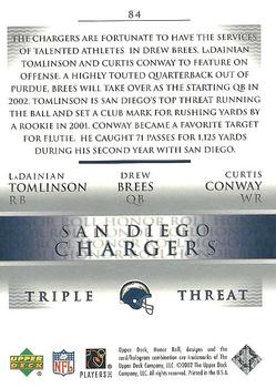 2002 Upper Deck Honor Roll #84 LaDainian Tomlinson / Drew Brees / Curtis Conway Back