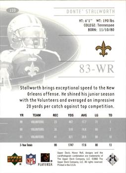 2002 Upper Deck Honor Roll #120 Donte Stallworth Back
