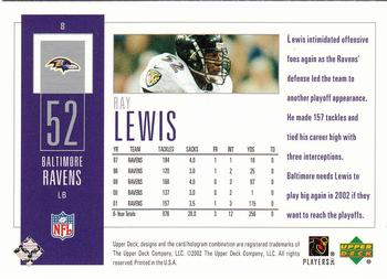 2002 UD Piece of History #8 Ray Lewis Back