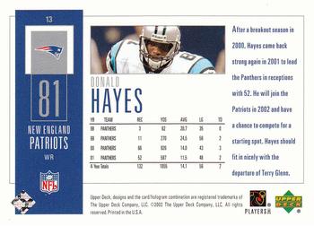 2002 UD Piece of History #13 Donald Hayes Back