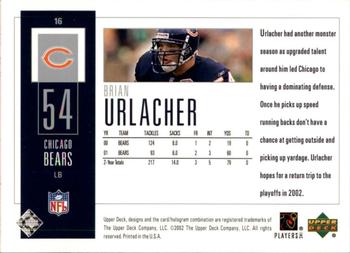 2002 UD Piece of History #16 Brian Urlacher Back