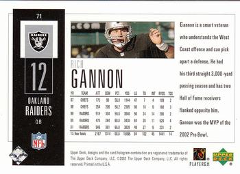 2002 UD Piece of History #71 Rich Gannon Back