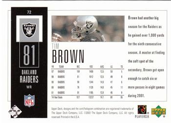 2002 UD Piece of History #72 Tim Brown Back