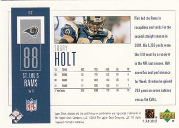 2002 UD Piece of History #92 Torry Holt Back