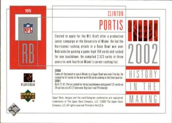 2002 UD Piece of History #105 Clinton Portis Back