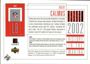 2002 UD Piece of History #107 Rocky Calmus Back