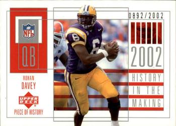 2002 UD Piece of History #124 Rohan Davey Front