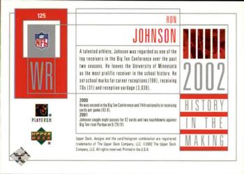 2002 UD Piece of History #125 Ron Johnson Back