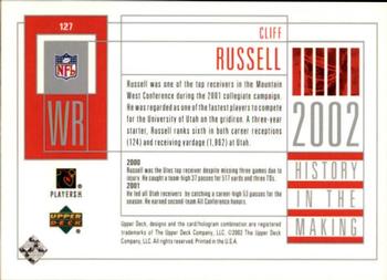 2002 UD Piece of History #127 Cliff Russell Back