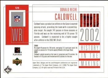 2002 UD Piece of History #129 Reche Caldwell Back