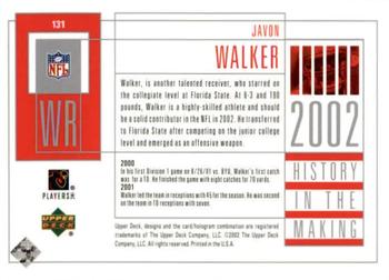 2002 UD Piece of History #131 Javon Walker Back