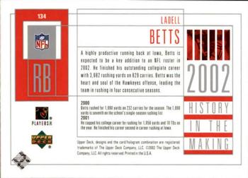 2002 UD Piece of History #134 LaDell Betts Back