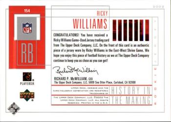 2002 UD Piece of History #154 Ricky Williams Back
