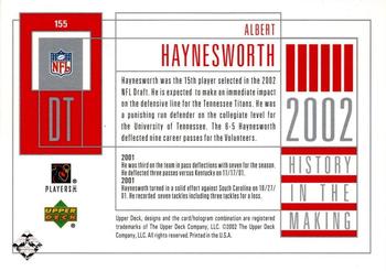 2002 UD Piece of History #155 Albert Haynesworth Back