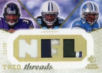 2008 SP Rookie Threads - Trio Threads Patch 20 #TT-RJS Ray Rice / Chris Johnson / Kevin Smith Front