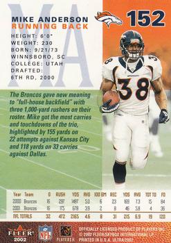 2002 Ultra #152 Mike Anderson Back