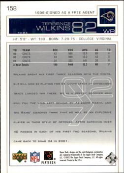 2002 Upper Deck #158 Terrence Wilkins Back