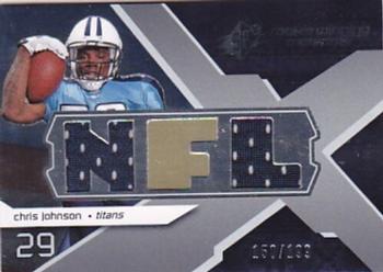 2008 SPx - Rookie Materials NFL Letters Dual 199 #RM-CJ Chris Johnson Front
