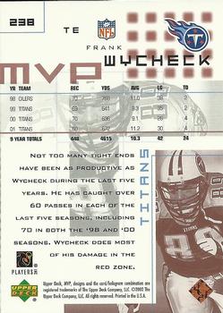 2002 Upper Deck MVP #238 Frank Wycheck Back
