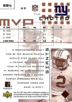 2002 Upper Deck MVP #294 Tim Carter Back