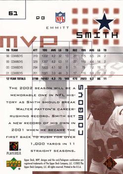 2002 Upper Deck MVP #61 Emmitt Smith Back