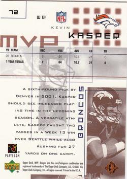 2002 Upper Deck MVP #72 Kevin Kasper Back