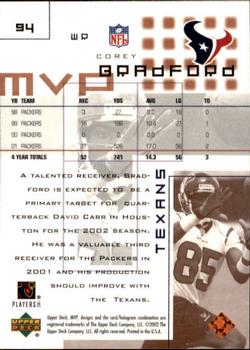 2002 Upper Deck MVP #94 Corey Bradford Back