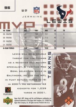 2002 Upper Deck MVP #96 Jermaine Lewis Back