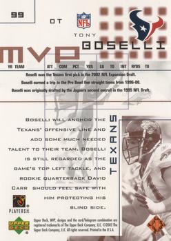 2002 Upper Deck MVP #99 Tony Boselli Back