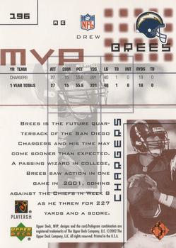 2002 Upper Deck MVP #196 Drew Brees Back