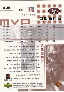 2002 Upper Deck MVP #202 Terrell Owens Back