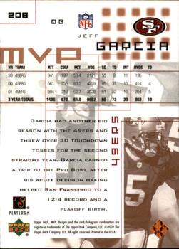 2002 Upper Deck MVP #208 Jeff Garcia Back